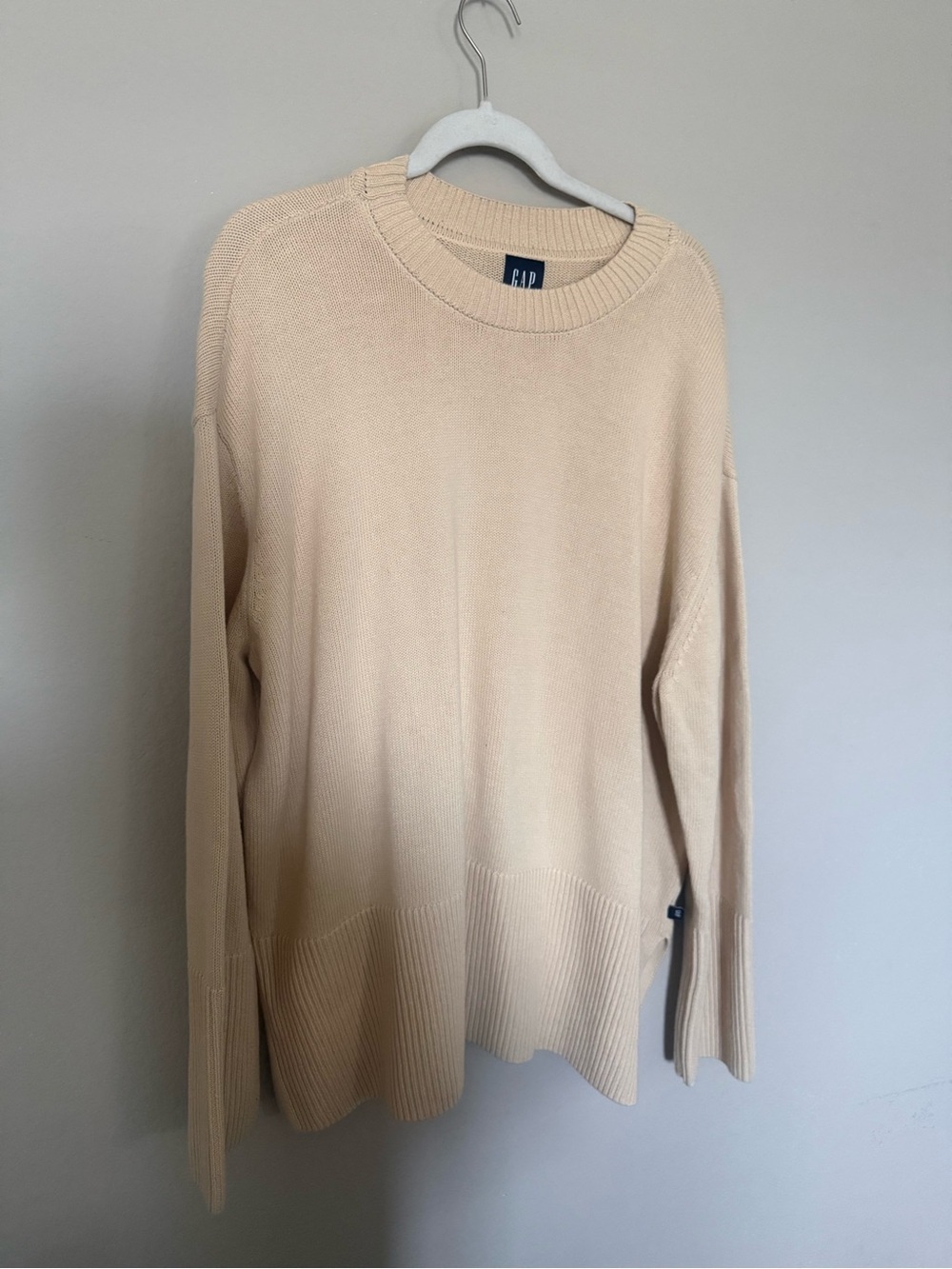 GAP 100% Cotton Cream Oversized Crewneck Sweater XL - Picture 3 of 6